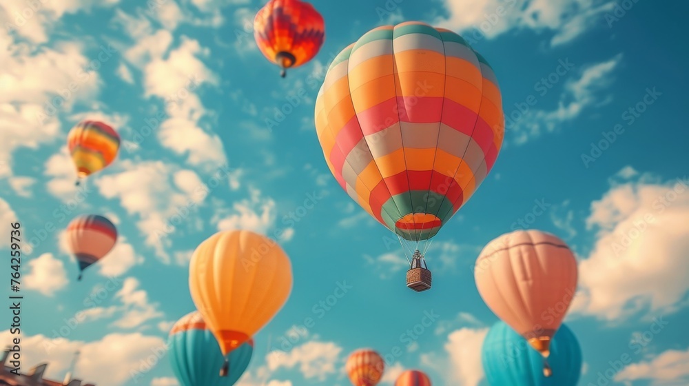 Obraz premium Group of Hot Air Balloons Flying