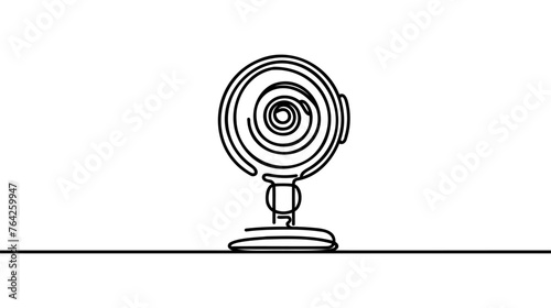 Web camera one continuous line icon on white background.