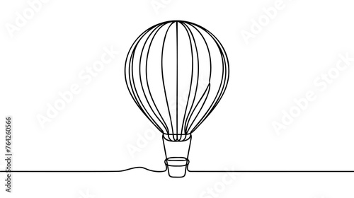 Air balloon continuous line drawing. Air balloon minimalist trendy line art. Contour vector illustration.