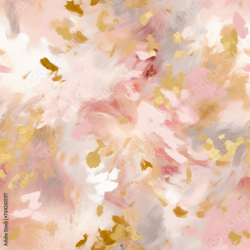 Abstract Pastel Brushstrokes with Gold Leaf. Seamless File.