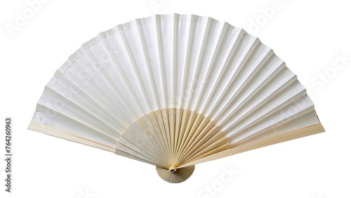 White Chinese folding fan. isolated on transparent background.