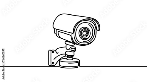 Single continuous line drawing of CCTV to monitor traffic movements and improve security systems. One line draw graphic design vector illustration.