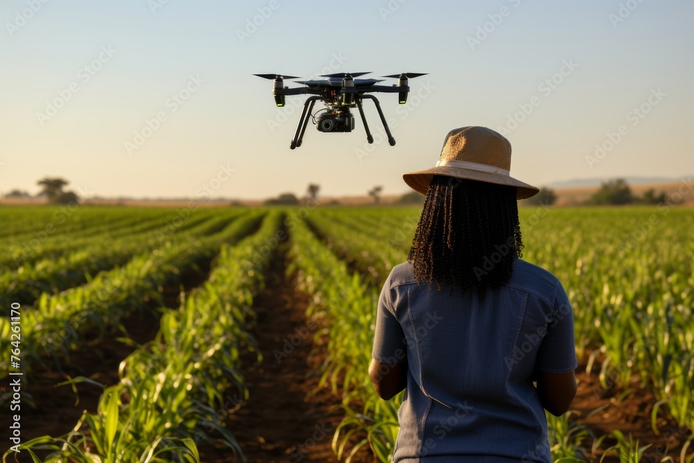 custom made wallpaper toronto digitalA remote control woman controls a drone on a field. The concept of modern technologies in agricultural business