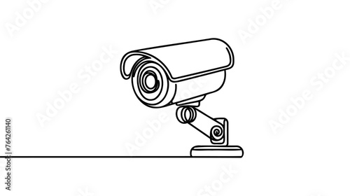 Single continuous line drawing of CCTV to monitor traffic movements and improve security systems. One line draw graphic design vector illustration.