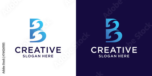 Initial letter B wave logo design vector
