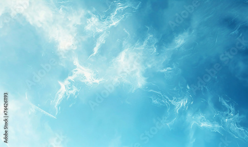 Blue sky with various cloud formations. High-altitude cloudscape photography. Weather and atmosphere concept for design and print