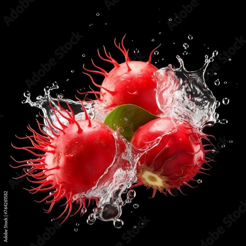 Rambutan juice splashing isolated on white background.
