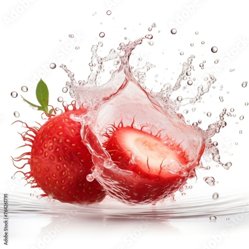 Rambutan juice splashing isolated on white background.