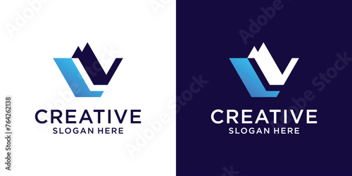 Letter LV design mountain monogram logo photo