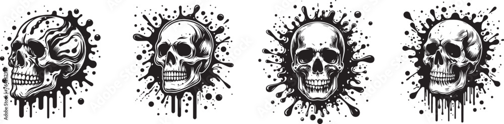 surreal skull composition vector graphics paint splash surreal skull composition vector graphics paint splash
