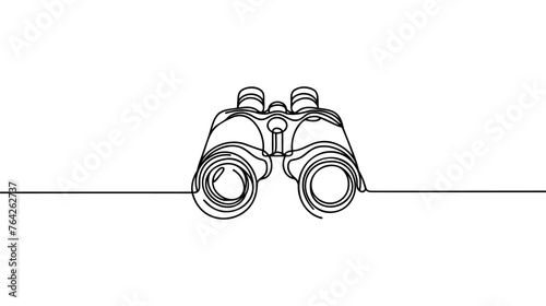 Binocular continuous single line drawing. Vector illustration.