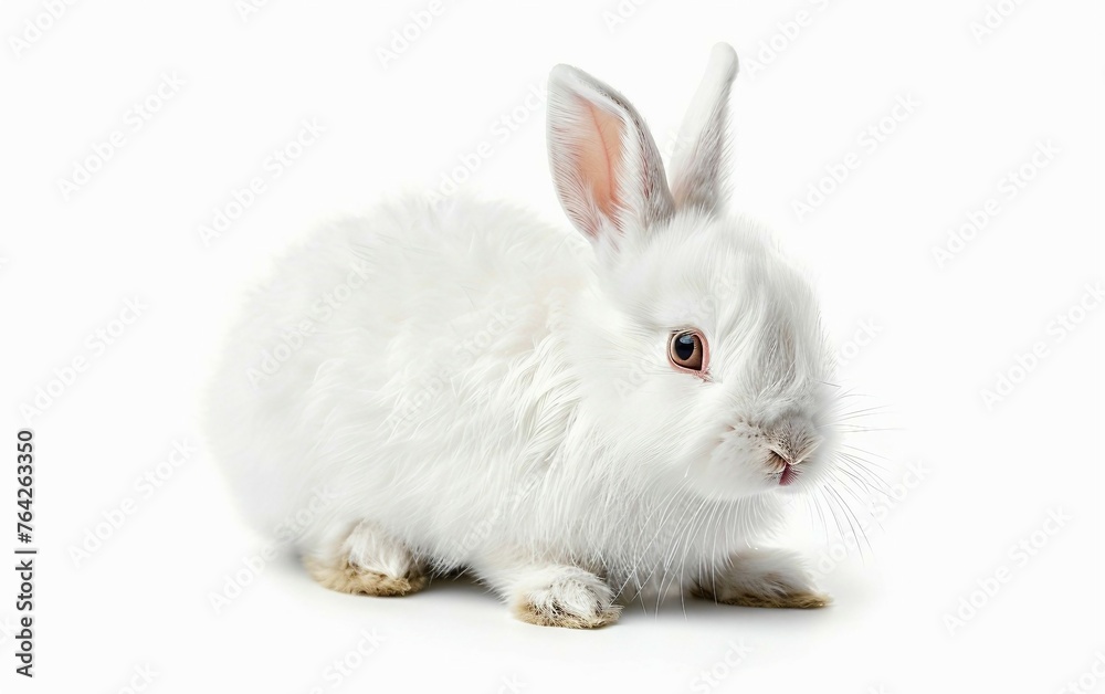 The Fluffiest Bunny White and Soft Isolated on White Background. The Fluffiest Bunny White and Soft Isolated on White Background.