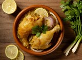 Poulet Yassa - Chicken Yassa, traditional food from The Gambia, Africa.