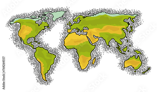 Earth planet globe. Vector color vintage engraving illustration