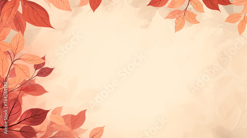 Autumn Leaves Frame on Warm Cream Background, Elegant Fall Design with Copy Space