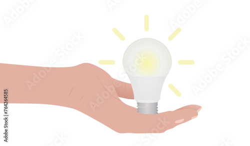 Hand hold bulb. vector illustration