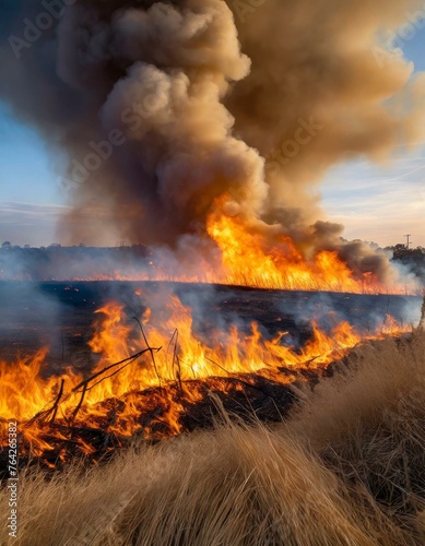 wildfire in a dry field