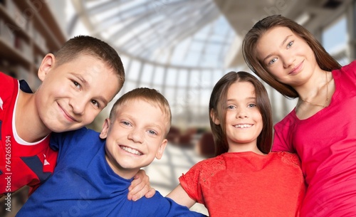 Multiracial group of school friends students