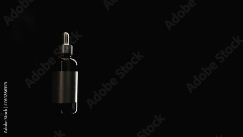 Mockup, envase negro tipo gotero, fondo oscuro  photo