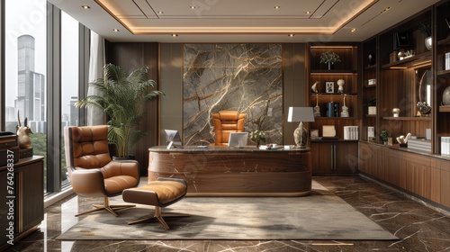 Office Room With Desk and Chair
