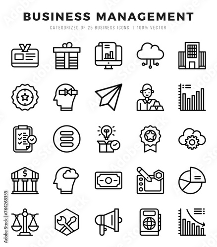 Business Management icons set for website and mobile site and apps.