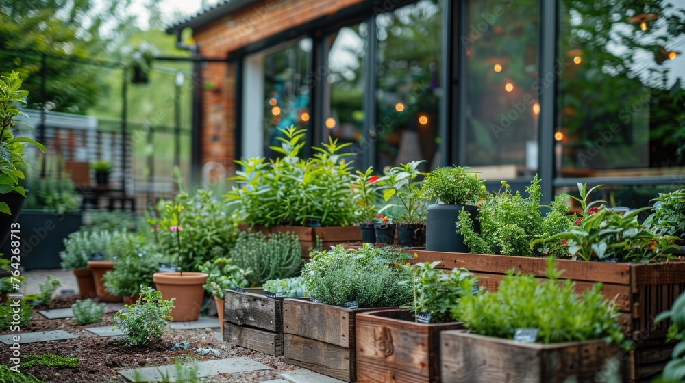 An urban garden scene where adaptogenic herbs are grown, showcasing how city dwellers incorporate these stress-reducing plants into their small-space gardening An urban garden scene where adaptogenic herbs are grown, showcasing how city dwellers incorporate these stress-reducing plants into their small-space gardening