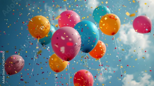 Colorful Balloons Floating in the Air