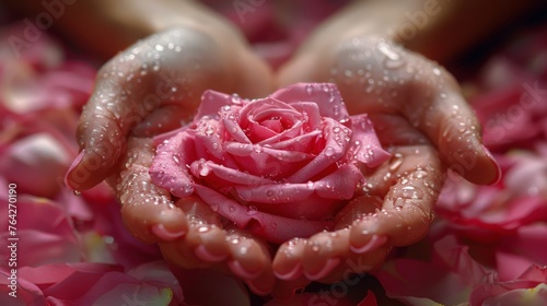 Person Holding Pink Rose