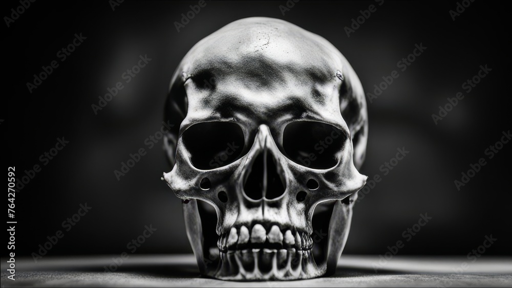 Human skull made of metal. Human skull made of metal.