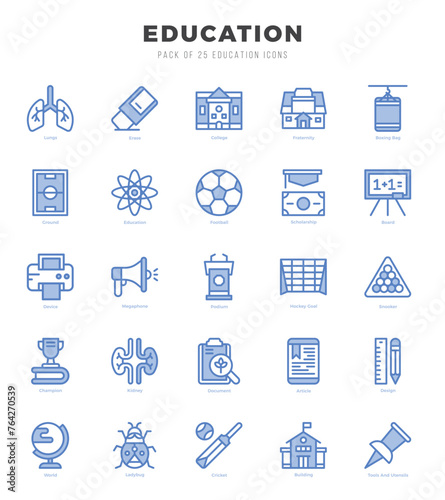 Education Two Color icons collection. Two Color icons pack. Vector illustration