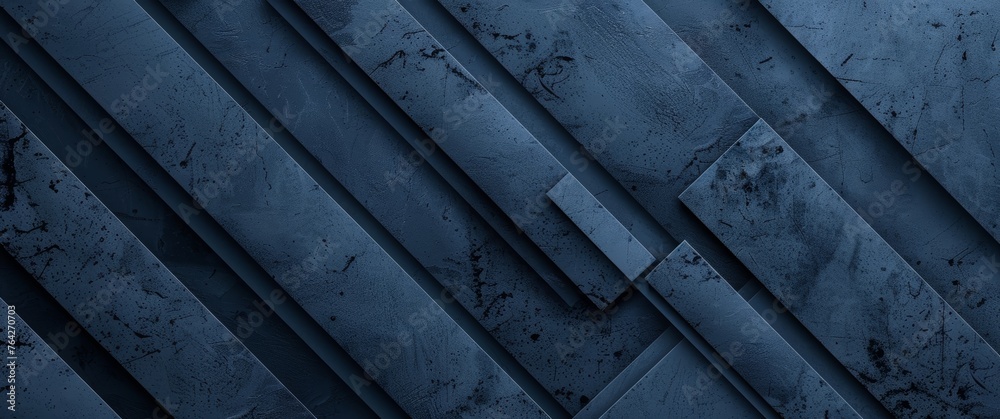 Abstract dark blue geometric background with diagonal stripes of textured metal and rough concrete for corporate design, web banner or presentation cover template Abstract dark blue geometric background with diagonal stripes of textured metal and rough concrete for corporate design, web banner or presentation cover template