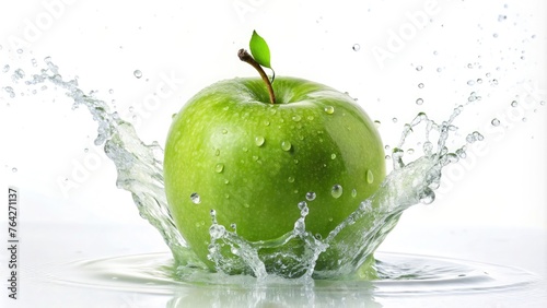 green apple with splash
