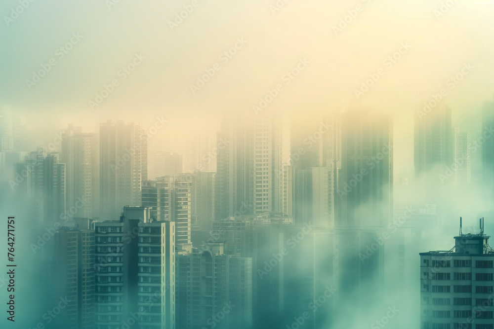 Smog city from PM 2.5 dust, Cityscape of buildings with bad weather and air pollution. Toxic haze in the city, Unhealthy air pollution dust, environment, Blurred image Smog city from PM 2.5 dust, Cityscape of buildings with bad weather and air pollution. Toxic haze in the city, Unhealthy air pollution dust, environment, Blurred image