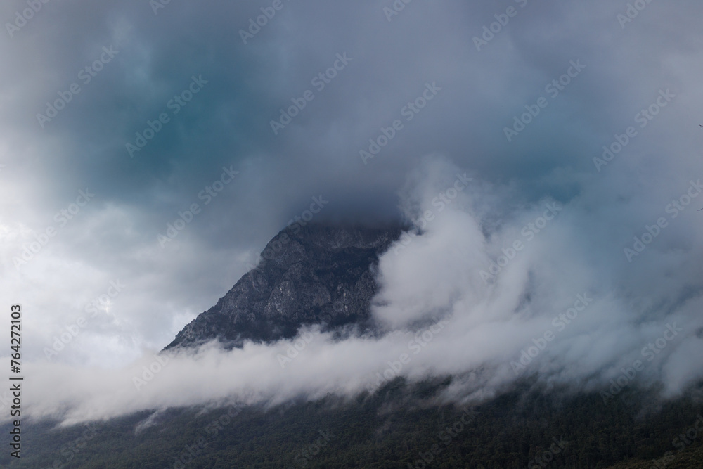 Mountain landscape. rain clouds over the mountain.  Turkey.