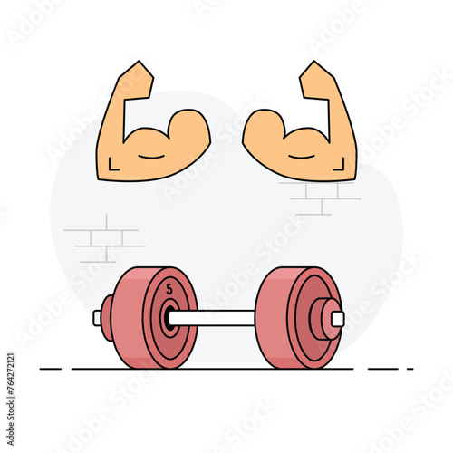 The strong man with weight isolated on white icon.