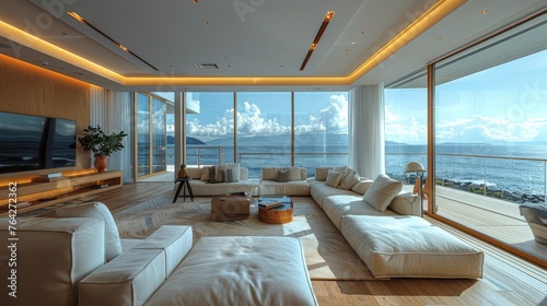 Coastal Living Room Filled With Furniture © olegganko