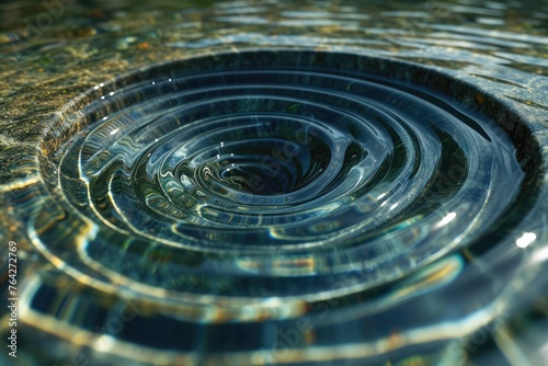 This photo shows a detailed, close-up view of a water drain with visible grates and flowing water, Visual representation of the price spiral caused by inflation, AI Generated
