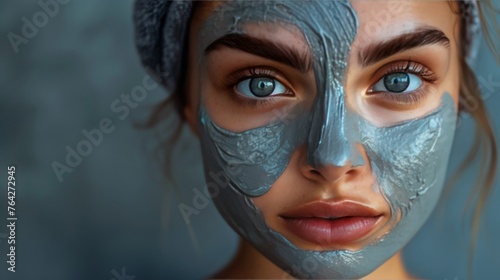 Woman Wearing Blue Mask