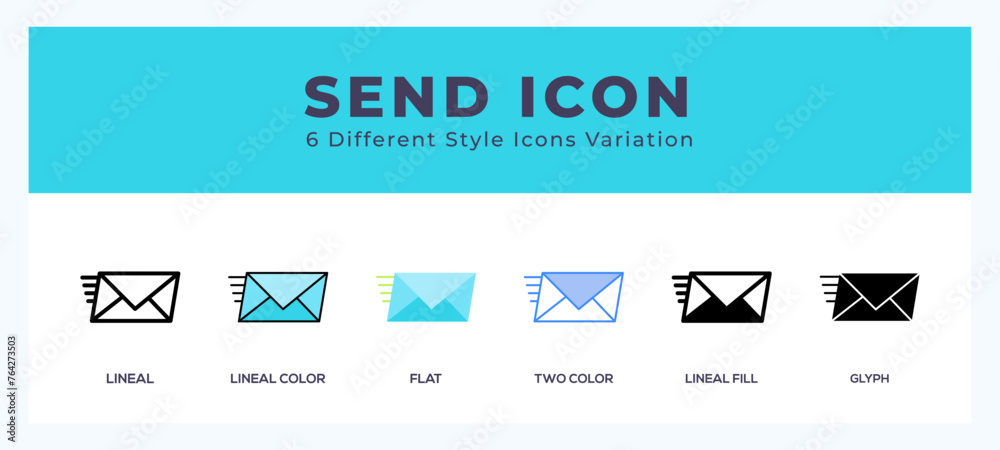 Fototapeta premium Send icon set with different styles. Design elements for logo. Vector illustration.