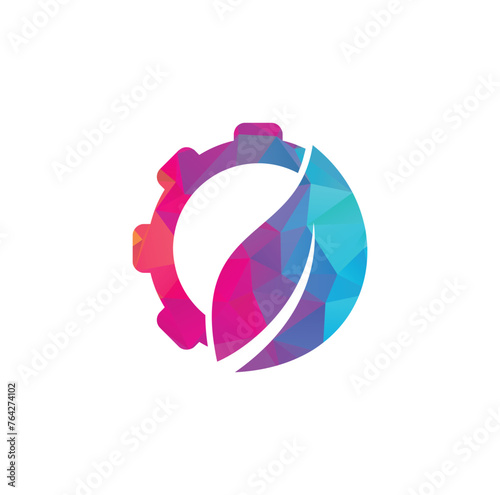 Gear leaf logo vector logo template. Gear and leaf logo combination. Mechanic and eco symbol or icon.