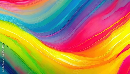 Rainbow Swirls  Abstract Marbled Acrylic Painting
