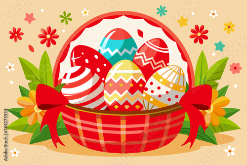 easter egg basket vector illustration