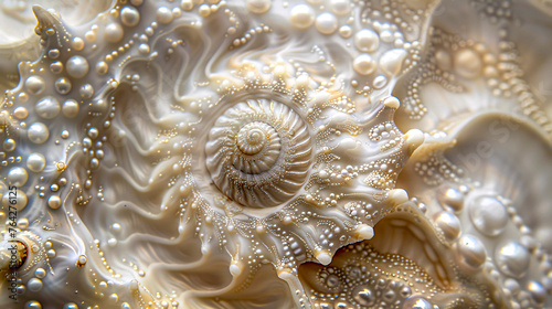 Nautilus shell spiral, natural symmetry and beauty, sea pattern, macro photography