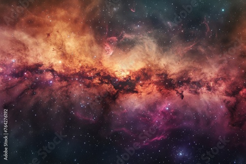 This photo captures a vibrant and star-filled space  A captivating panorama of interstellar cloud galaxies  AI Generated