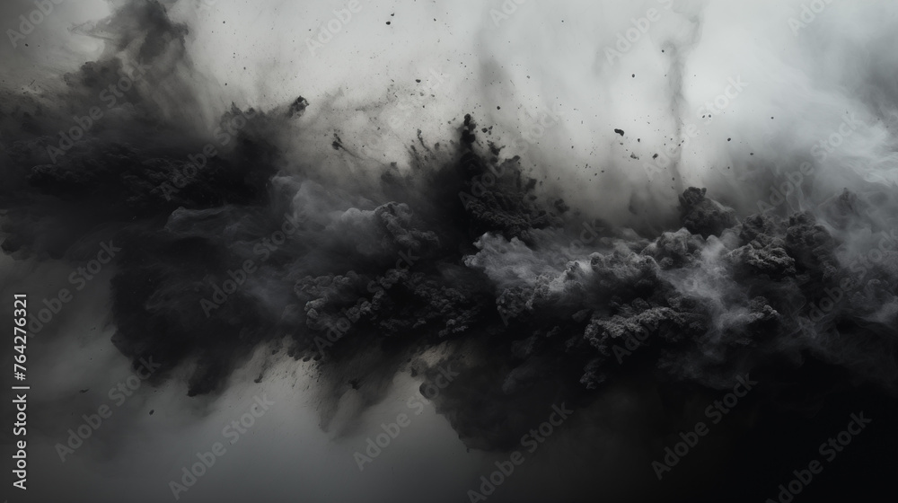 Ethereal Charcoal Storm: Dynamic Abstract Art - obrazy, fototapety, plakaty 