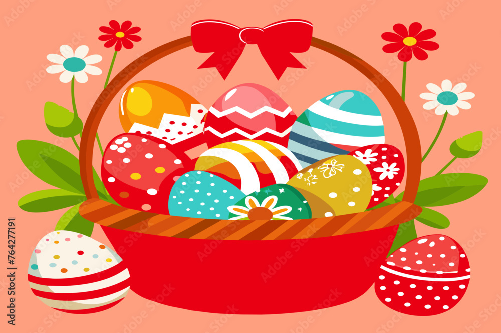 easter egg basket vector illustration