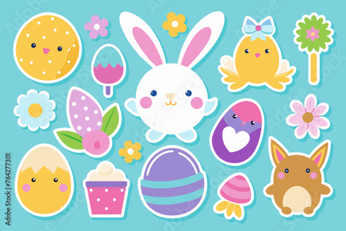 easter stickers vector illustration © Shiju Graphics