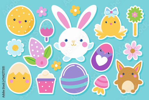 easter stickers vector illustration