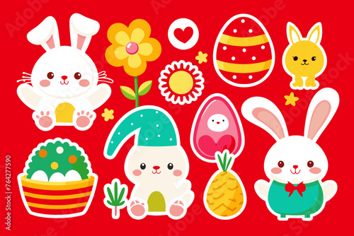 easter stickers vector illustration © Shiju Graphics