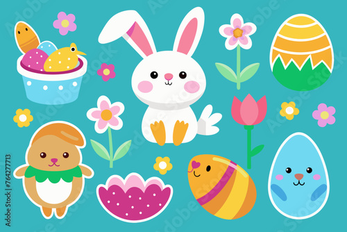 easter stickers vector illustration © Shiju Graphics